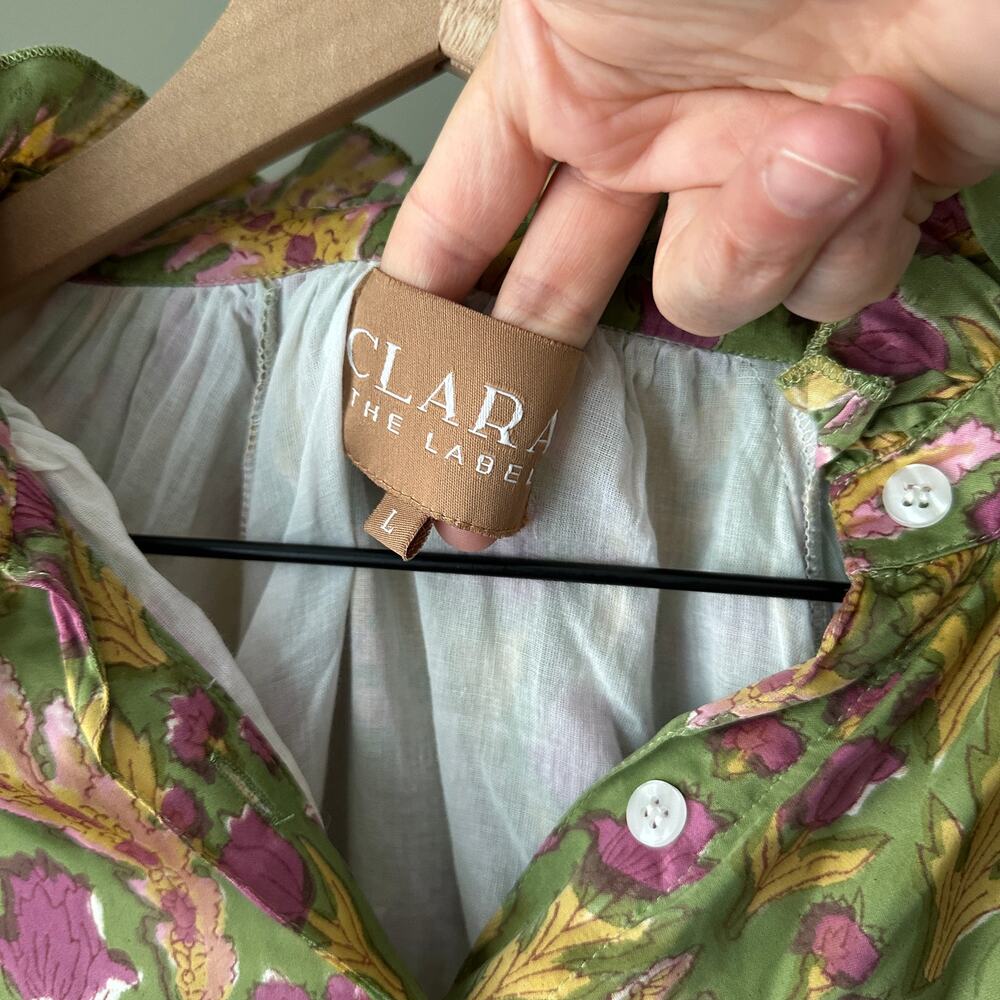 Clara The Label by Victoria Dunn Green Floral Button Down - L - Picture 3 of 6